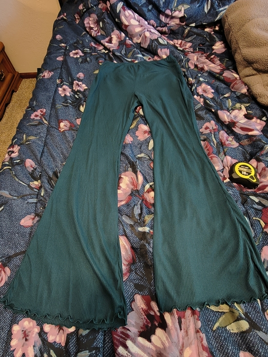No Boundaries Pants - Women's Green Ribbed Flare Pants
